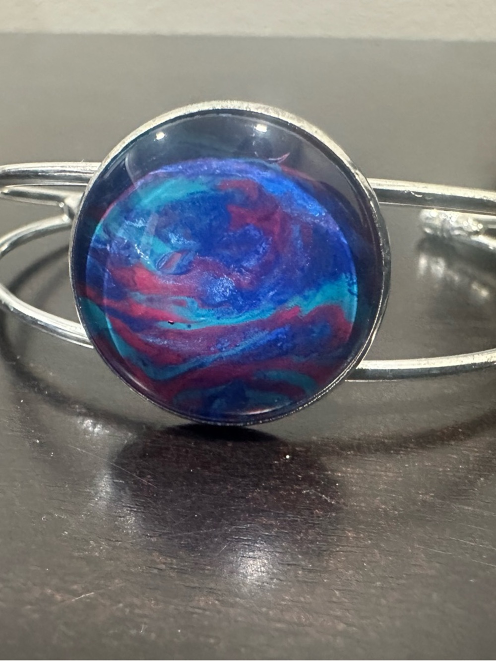 Hand Crafted Blue, Purple & Teal Swirl Cuff Bracelet